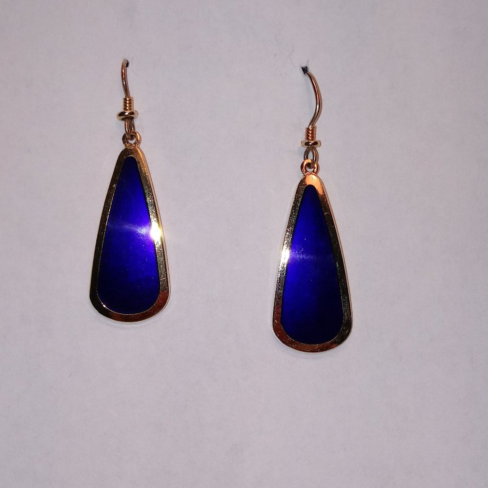 Laurel Burch tear drop enamel blue earrings